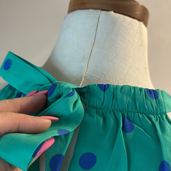 Lilly Pulitzer RORI halter top botanical green blue polka dots tie back neck M - Picture 9 of 16